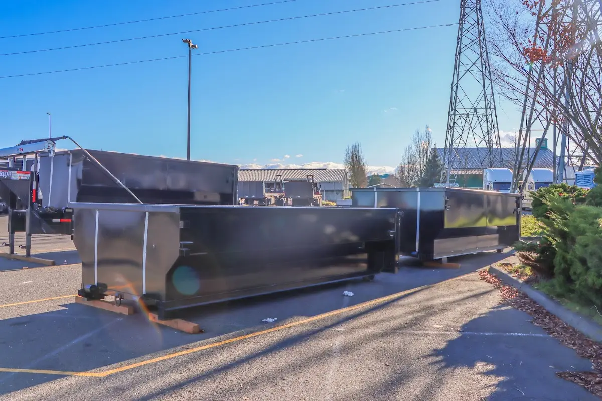 Roll-off dumpster ready for waste disposal at job site for 15 Yard Dumpster Rental in Wethersfield